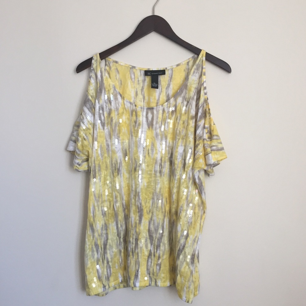 ☀️INC Cold Shoulder Sparkle Top